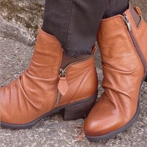 Elegant Tan Leather Ankle Booties